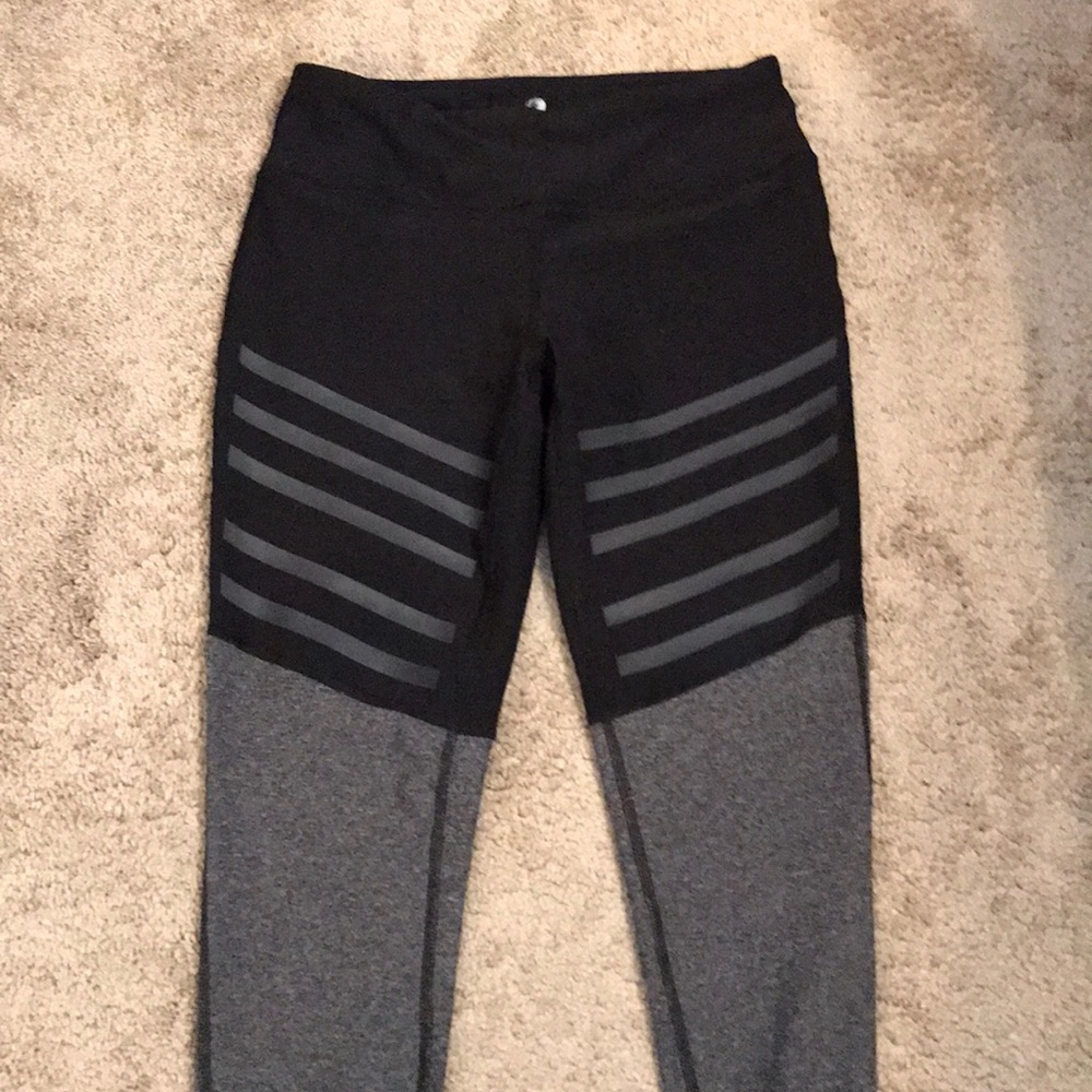 Gray and black workout pants